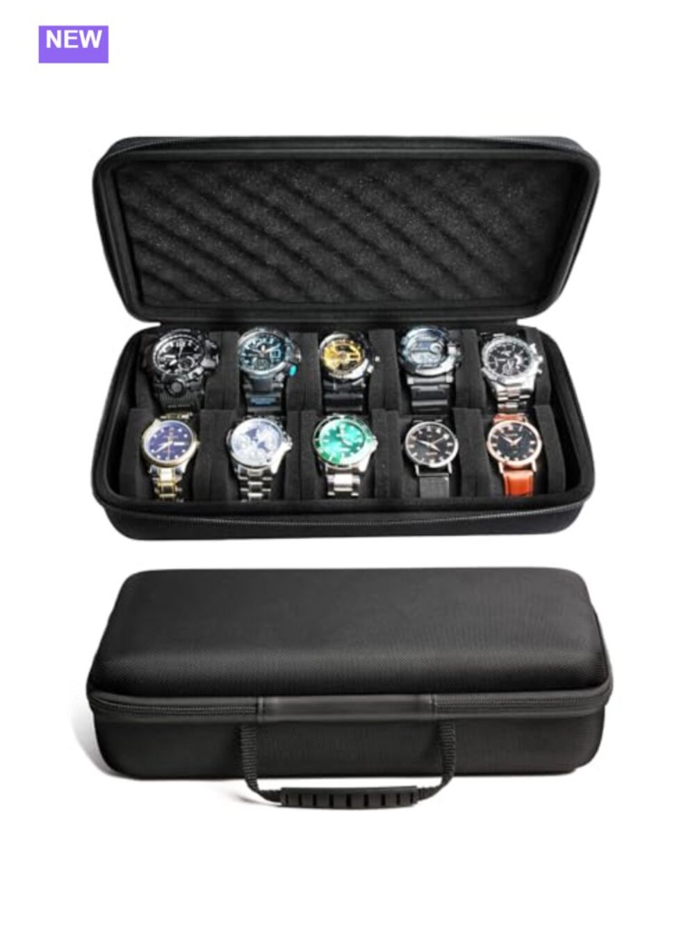 10 Slot Watch Travel Case Organizer Fits 55mm Watch Foam Insert